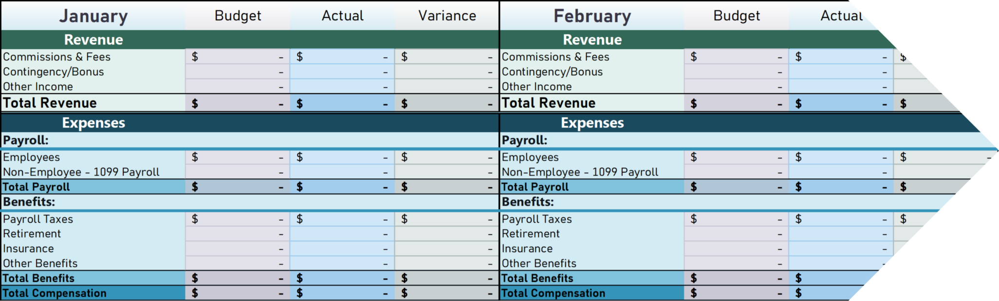 Agency Focus Budgeting Template - Excel Screenshot