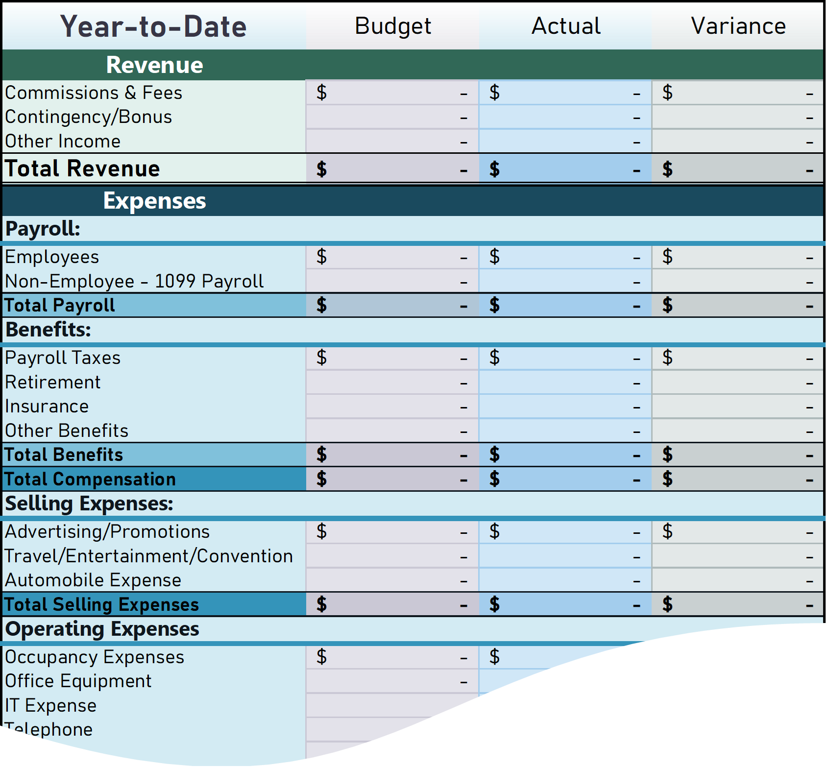 Agency Focus Budgeting Template Excel Screenshot
