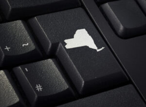 Keyboard with return key in the shape of New York